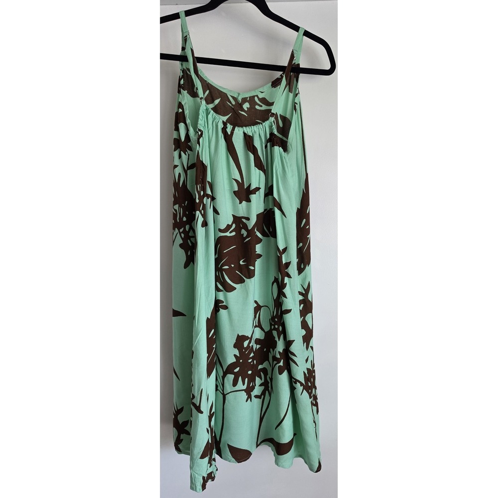 NaPua Collection Sleeveless Mini Dress Green Brown Floral Resort Sundress
